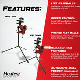 Slider Lite 360 Baseball Pitching Machine with Automatic Ball Feeder - Accurate 360-Degree Delivery, Durable and Portable Training Tool for All Ages